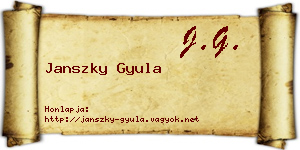 Janszky Gyula névjegykártya